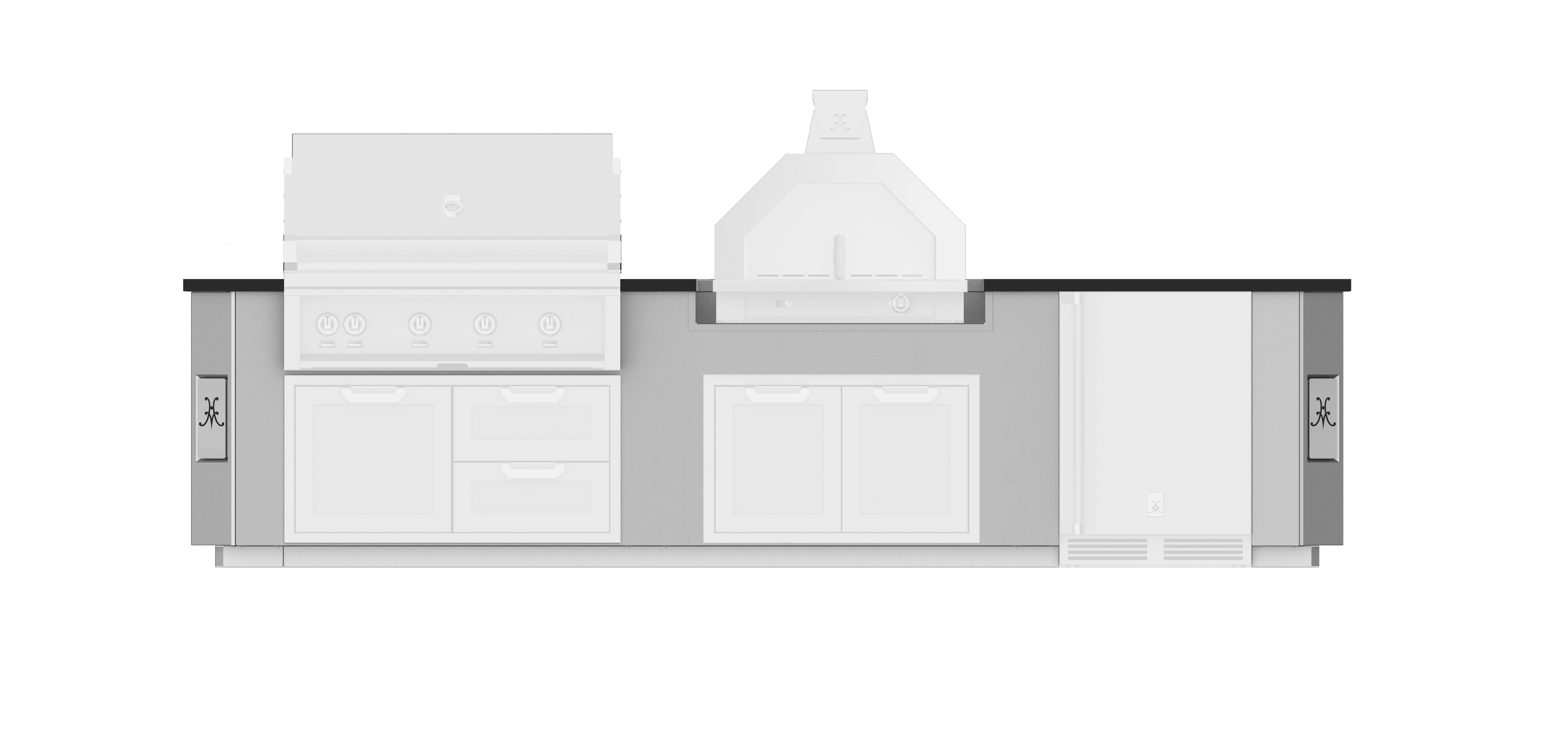 Hestan Ready-To-Assemble 12 Ft. Stainless Steel Outdoor Living Suite with Kamado Grill Cutout and Bar Top & Foot Rail with Stainless Steel Countertop thumbnail 4