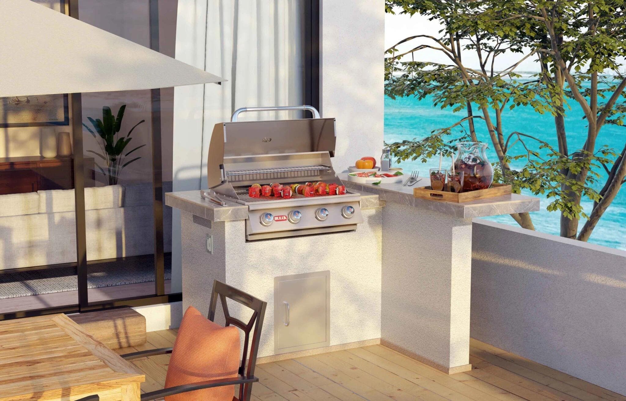 Bull Patio Q prefab BBQ island in backyard