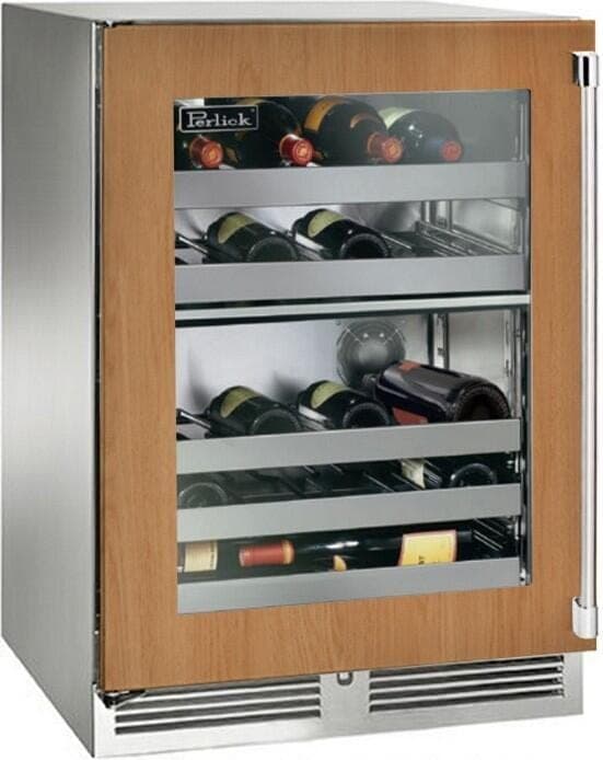 Perlick 24-Inch Signature Series Stainless Steel Panel Ready Glass Door Outdoor Dual-Zone Wine Reserve w/ Door Lock - Left Hinged thumbnail 1