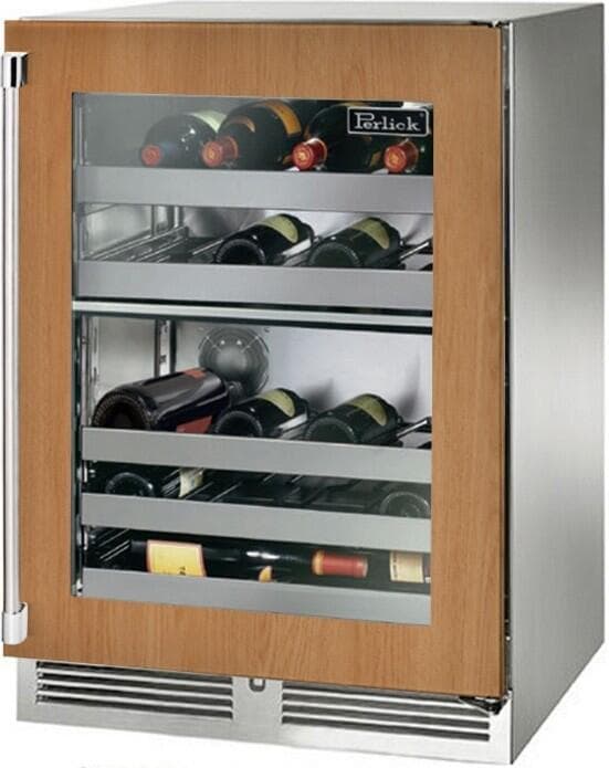 Perlick 24-Inch Signature Series Stainless Steel Panel Ready Glass Door Outdoor Dual-Zone Wine Reserve w/ Door Lock - Left Hinged thumbnail 3