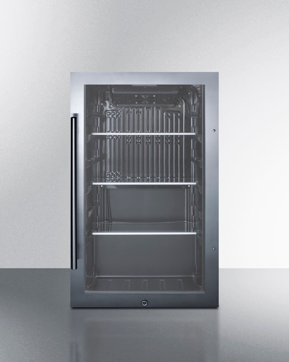 Summit 19-Inch 3.1 Cu. Ft. Shallow Depth Stainless Steel Outdoor Rated Glass Door Beverage Cooler with Lock