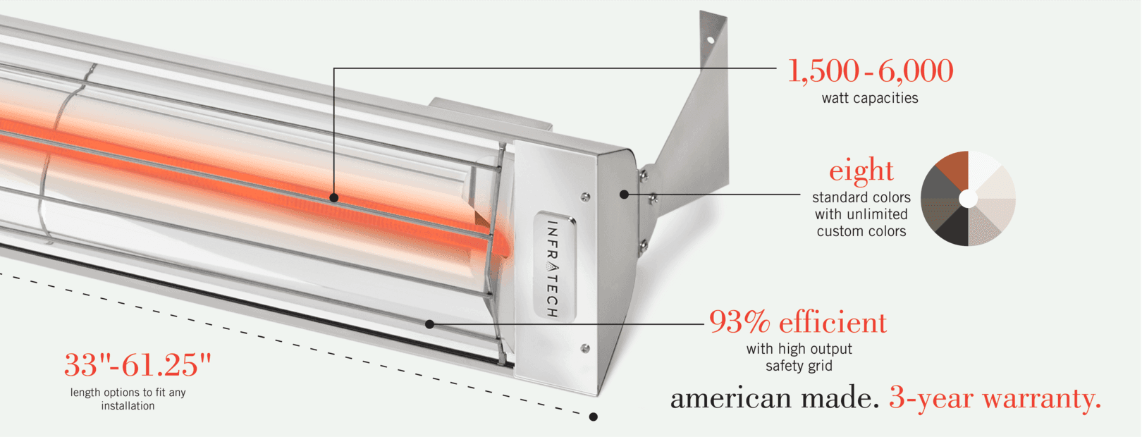 Infratech WD-Series 61 1/4-Inch 6000W Dual Element Electric Infrated Patio Heater - 208V - Biscuit thumbnail 1