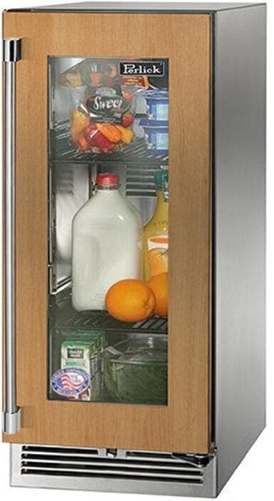 Perlick 15-Inch Signature Series Stainless Steel Panel Ready Glass Door Outdoor Refrigerator w/ Door Lock - Left Hinged thumbnail 3