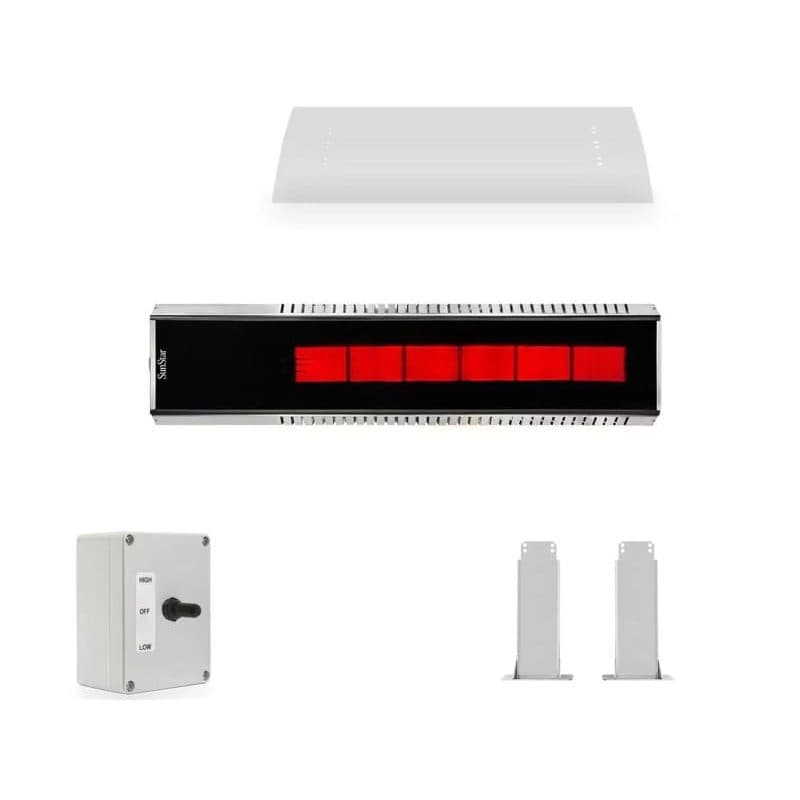 SunStar 48-Inch 35,000 BTU Marine Grade Stainless Steel Natural Gas Infrared Patio Heater with Switch, Heat Shield and Fixed Mounting Kit