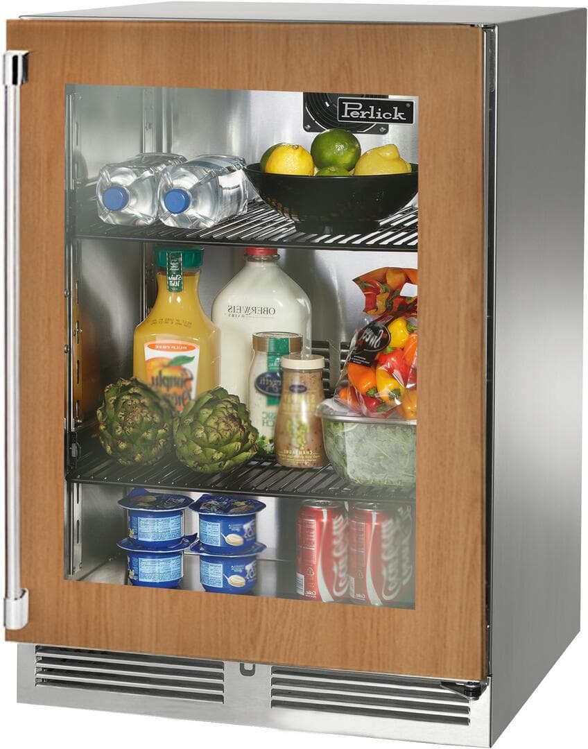 Perlick 24-Inch Signature Series Marine Grade Stainless Steel Panel Ready Glass Door Outdoor Refrigerator w/ Door Lock - Left Hinged thumbnail 2