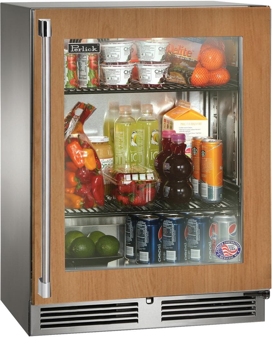 Perlick 24-Inch Signature Series Shallow Depth Stainless Steel Panel Ready Glass Door Outdoor Refrigerator - Left Hinged thumbnail 2