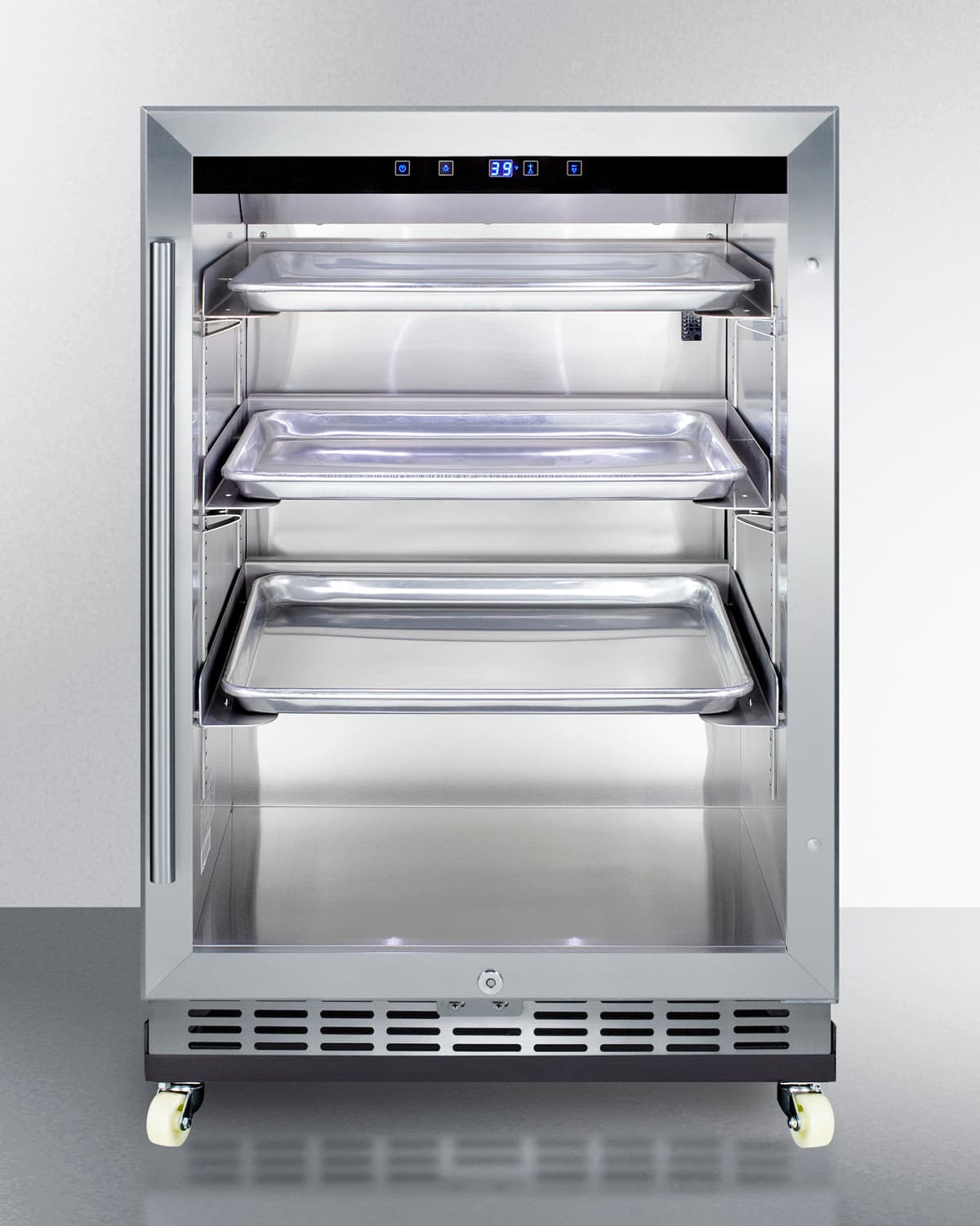 Summit Commercial 24-Inch 5.0 Cu. Ft. Outdoor Rated Freestanding Reach-In Beverage Center with Glass Door