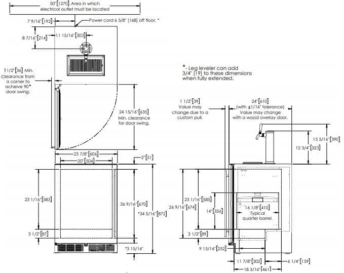 Perlick 24-Inch C-Series Stainless Steel Dual Tap Outdoor Beer Dispenser - Right Hinged thumbnail 5