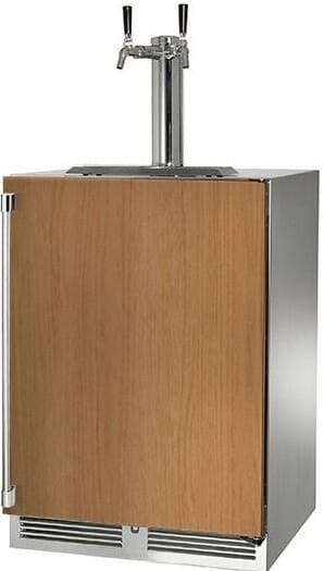 Perlick 24-Inch Signature Series Stainless Steel Panel Ready Dual Tap Outdoor Beer Dispenser w/ Door Lock - Left Hinged thumbnail 2