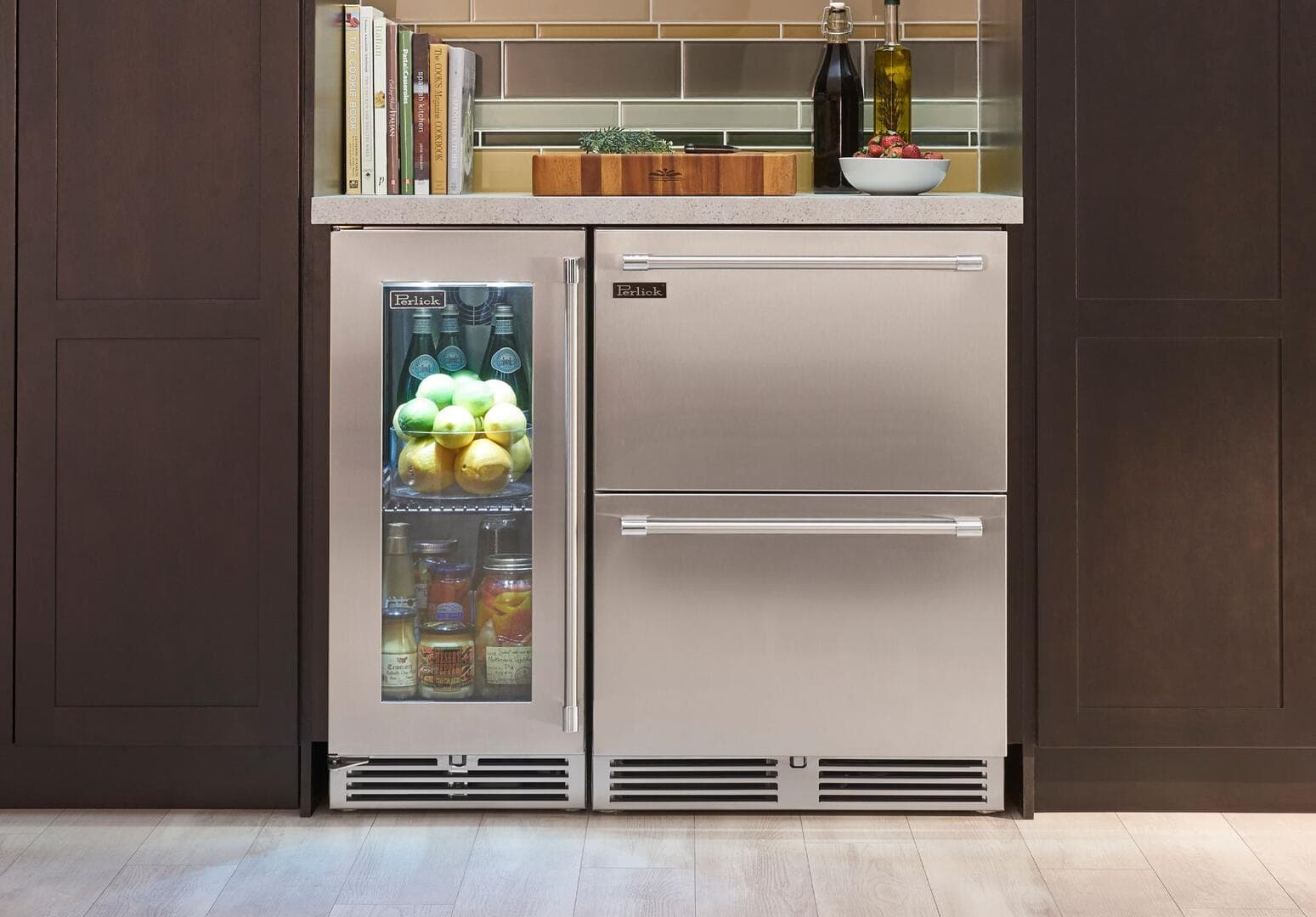 Perlick 15-Inch Signature Series Stainless Steel Glass Door Outdoor Refrigerator w/ Door Lock - Left Hinged thumbnail 4