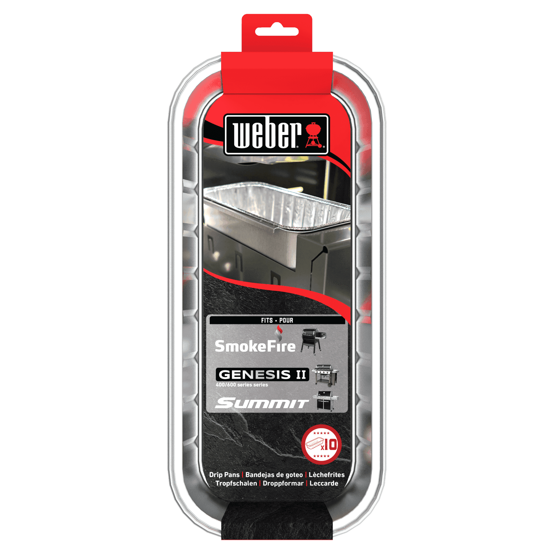 Weber Grills Aluminum Drip Pans For SmokeFire, Genesis II/LX 400 and 600, Summit 400/600, & Summit Gold/Platinum 6-Burner Grills - 10 Pack thumbnail 2
