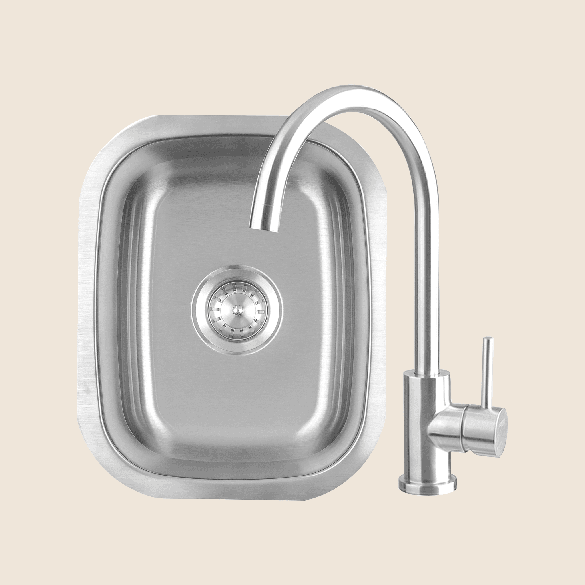 Summerset Grills 19-Inch x 15-Inch Outdoor Rated Stainless Steel Single Bowl Undermount Sink with Gooseneck Hot and Cold Water