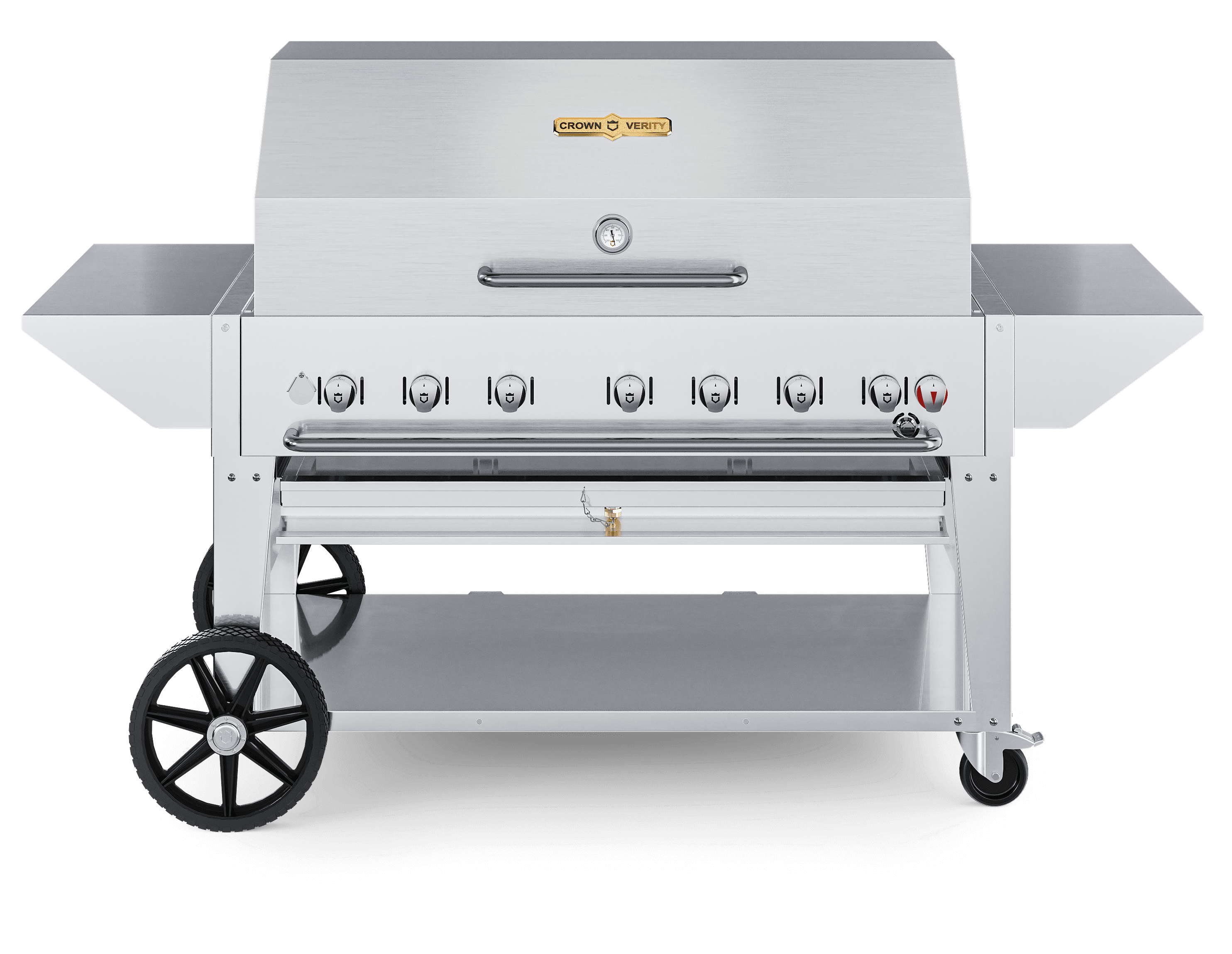 Crown Verity Professional Mobile Series 48-Inch 7-Burner Stainless Steel Freestanding Propane Gas Grill with Pro Cart Package - Single Inlet (Bulk Tanks Only) thumbnail 1