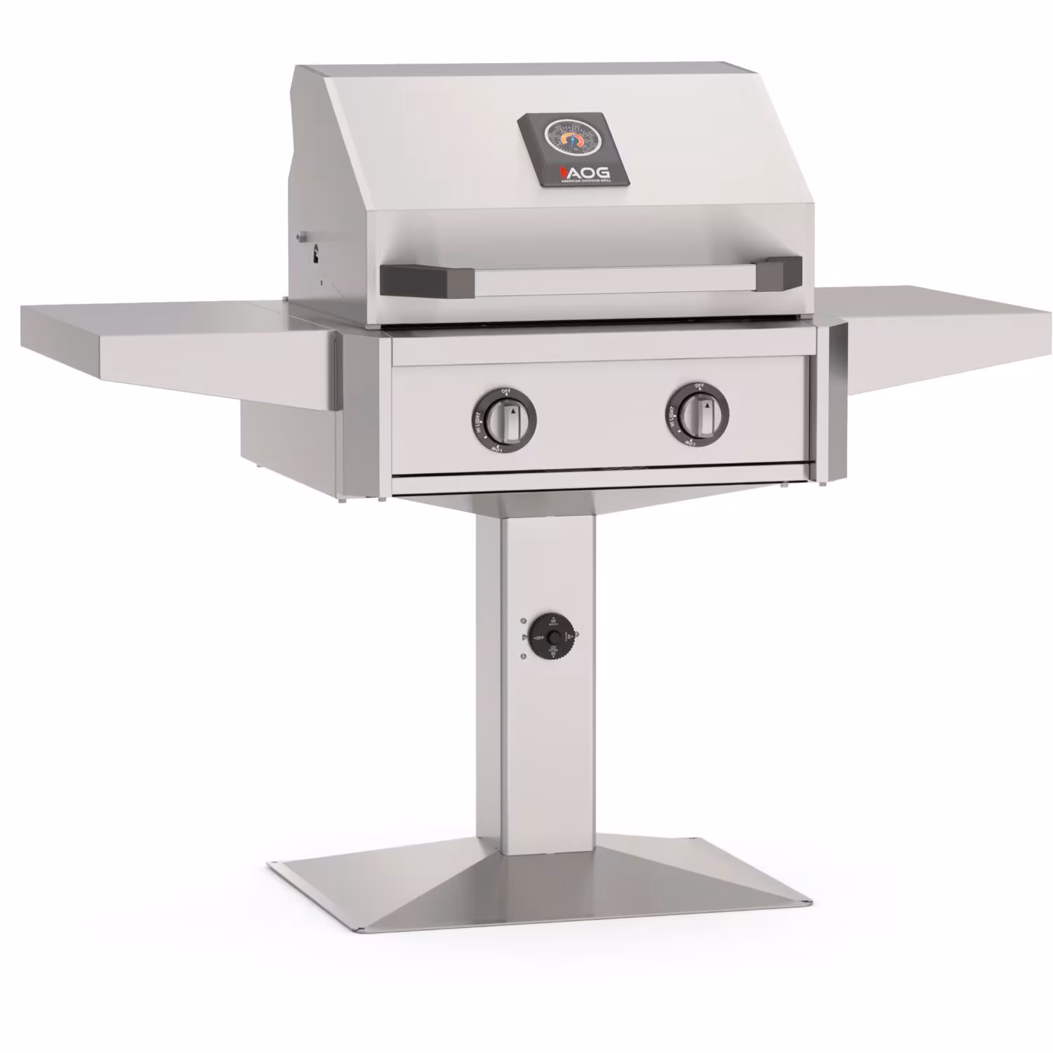 American Outdoor Grill L-Series 24-in 2-Burner Gas Grill w/ Lights & Rotisserie Kit on Accessible Patio Post Base