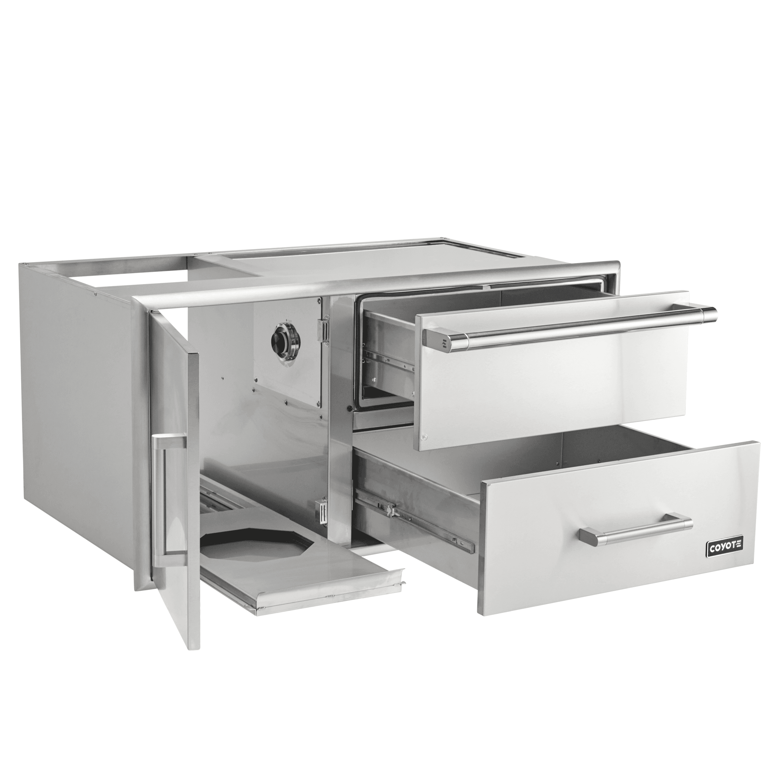 Coyote 42-Inch Combo Cabinet with Warming Drawer, Single Drawer and Single Access Door