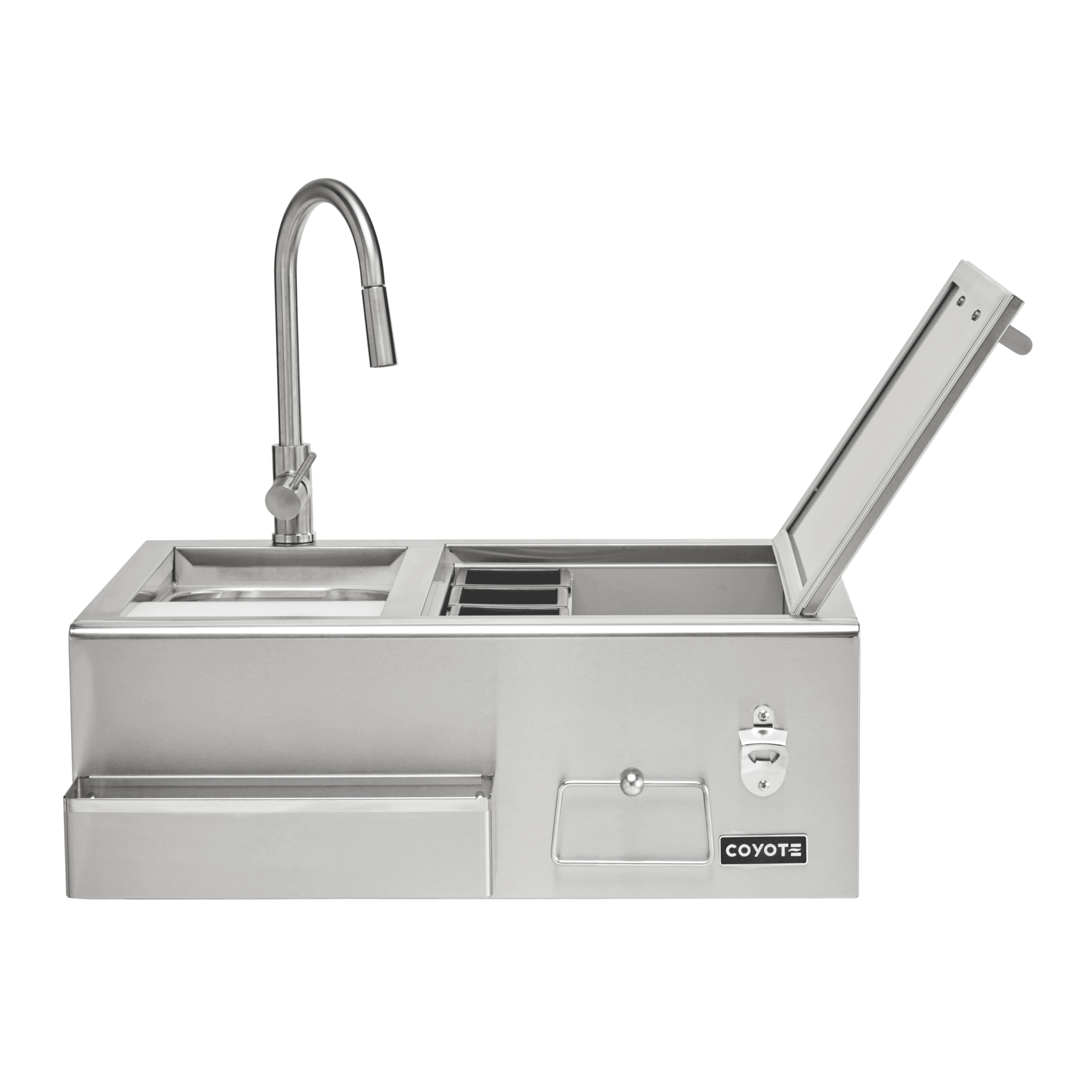 Coyote 30-Inch Stainless Steel Built-In Bar Center with Ice Chest & Sink thumbnail 4