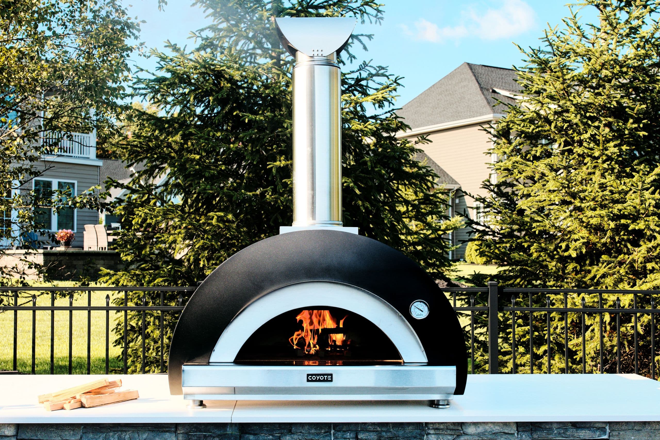 Coyote Freestanding Hybrid Gas & Fired Outdoor Pizza Oven Yellow