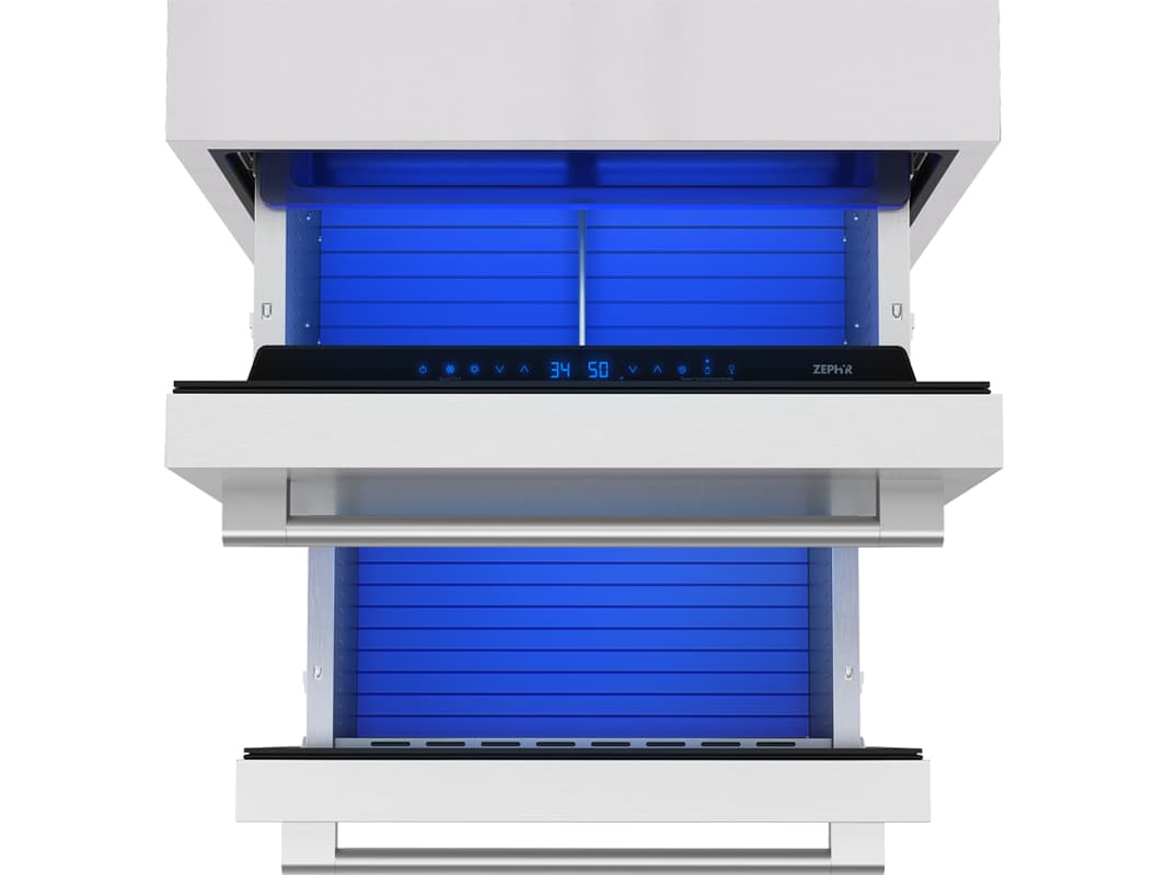 Zephyr Presrv 24-Inch 5.1 Cu. Ft. Outdoor Rated Dual Drawer Compact Stainless Steel Refrigerator thumbnail 3