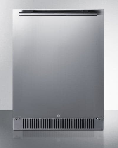 Summit 24-Inch 4.6 Cu. Ft. Stainless Steel Outdoor Rated All-Refrigerator with Locking Door - Black Cabinet / White Interior — image 1