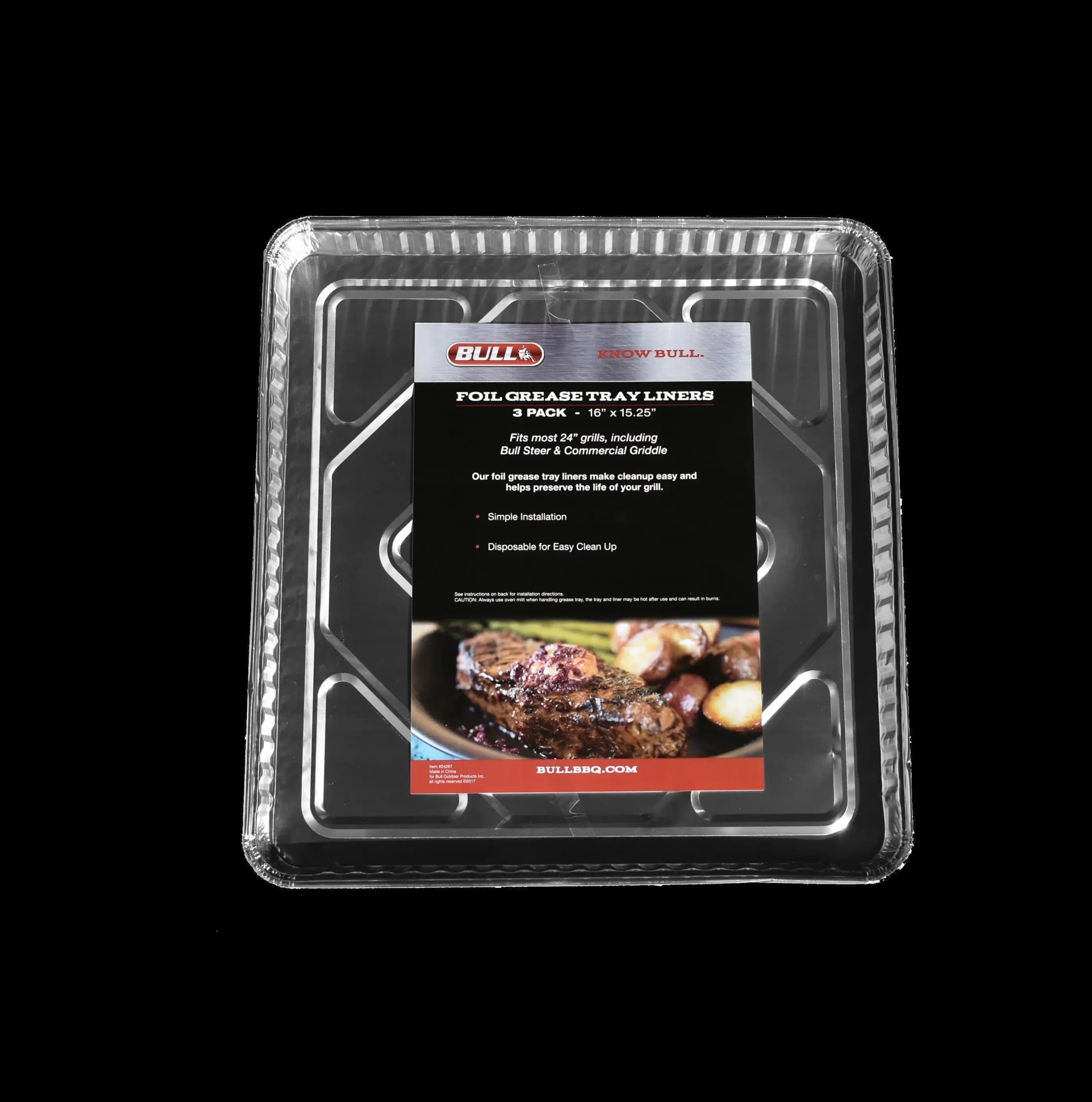 Bull BBQ 16-Inch x 15-Inch Drip Pan Grease Tray Liners - Fits Bull BBQ 25-Inch 3-Burner Gas Grills - Set of 3 — image 1