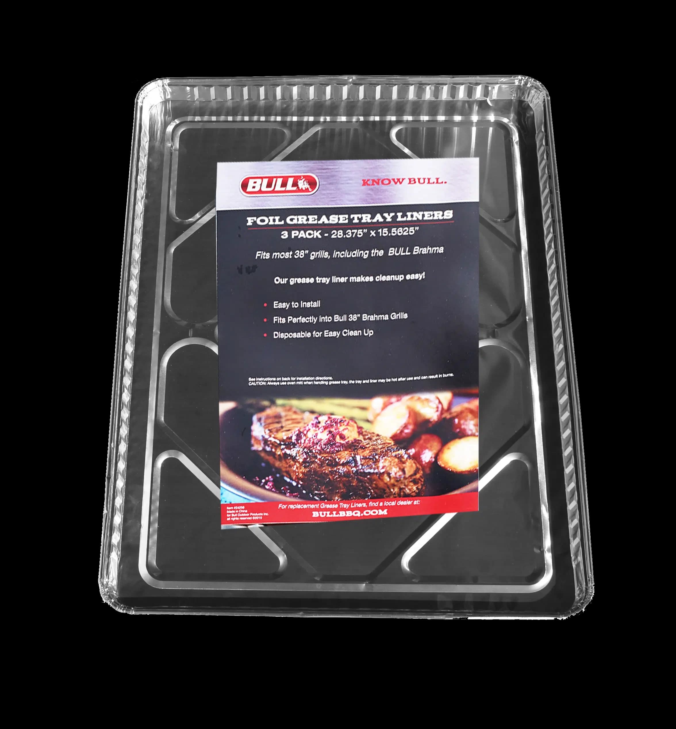 Bull BBQ 28-Inch x 15-Inch Drip Pan Grease Tray Liners - Fits Bull BBQ 38-Inch 5-Burner Gas Grills - Box of 12 — image 1