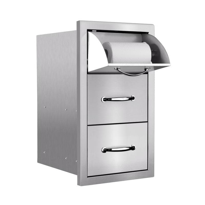 Summerset Grills 17-Inch Stainless Steel Masonry Mount Double Access Drawer with Paper Towel Dispenser — image 1