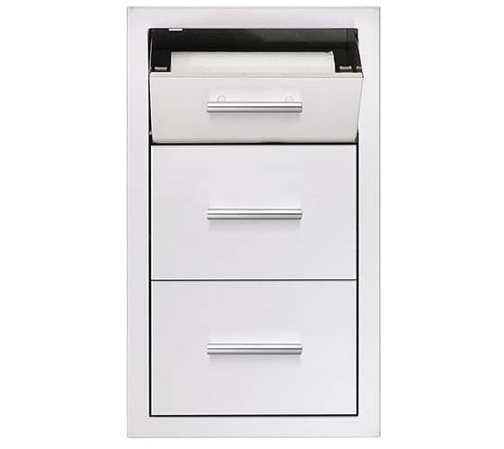 Summerset Grills 17-Inch Stainless Steel Flush Mount Double Access Drawer with Paper Towel Dispenser — image 1