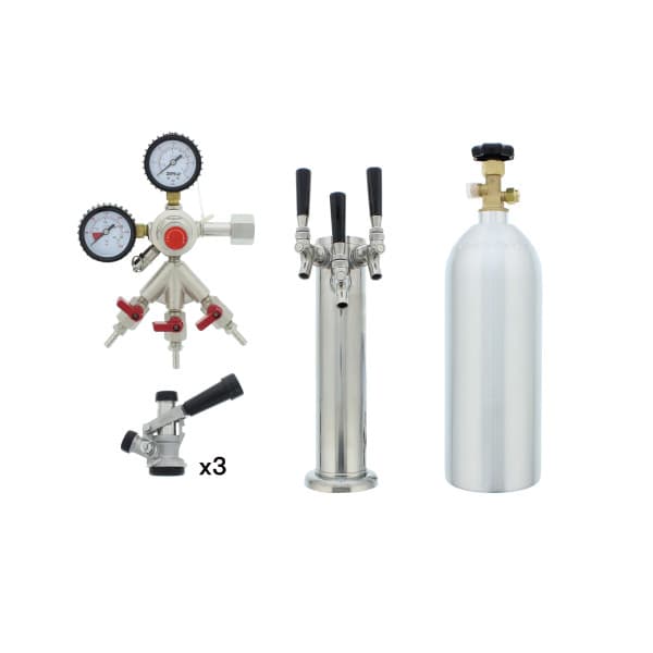 Zephyr Presrv Stainless Steel Triple Tap Kit Accessory with CO2 Tank for Presrv Kegerators — image 1