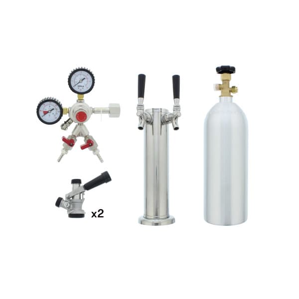 Zephyr Presrv Stainless Steel Double Tap Kit Accessory with CO2 Tank for Presrv Kegerators — image 1