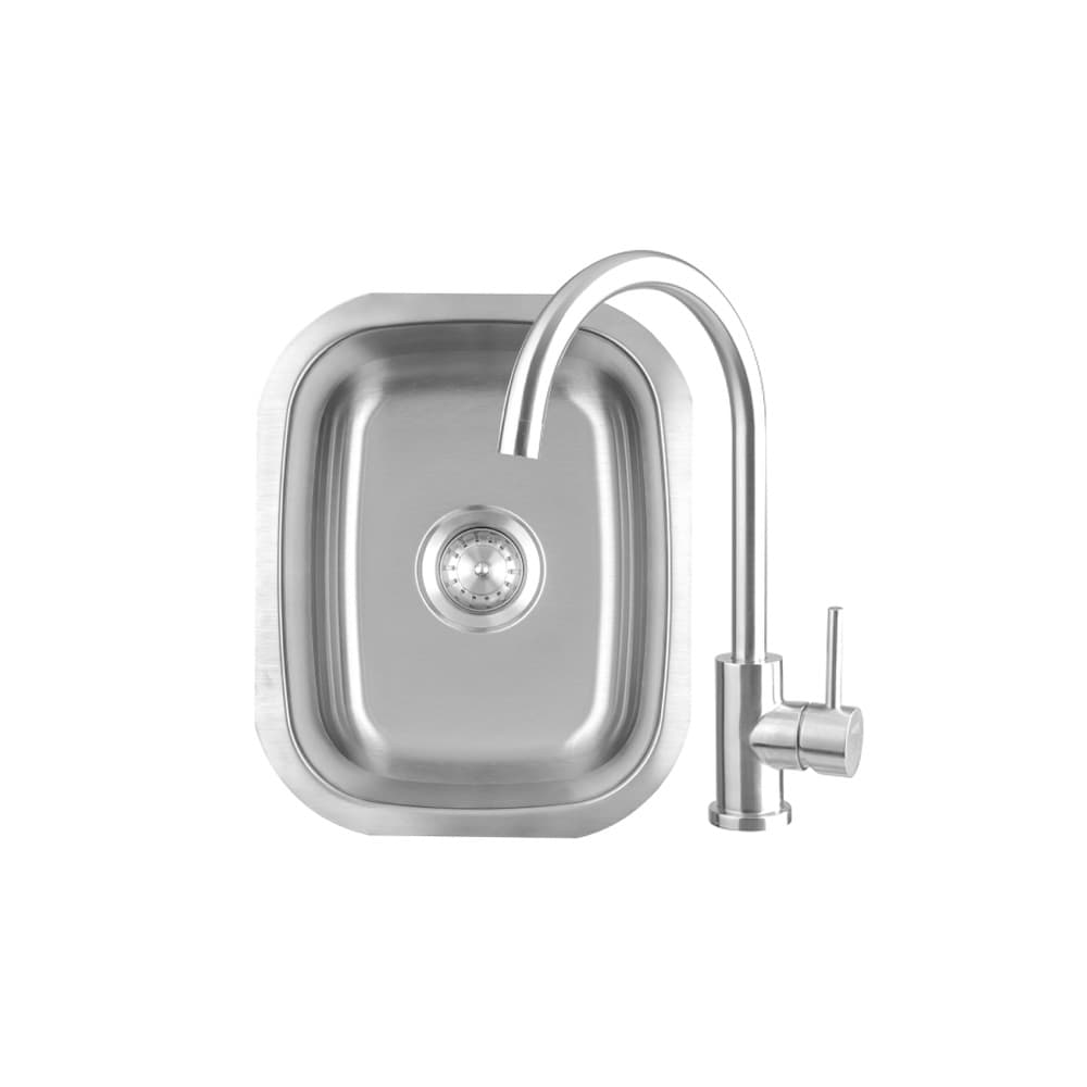 Summerset Grills 19-Inch x 15-Inch Outdoor Rated Stainless Steel Single Bowl Undermount Sink with Gooseneck Hot and Cold Water — image 1