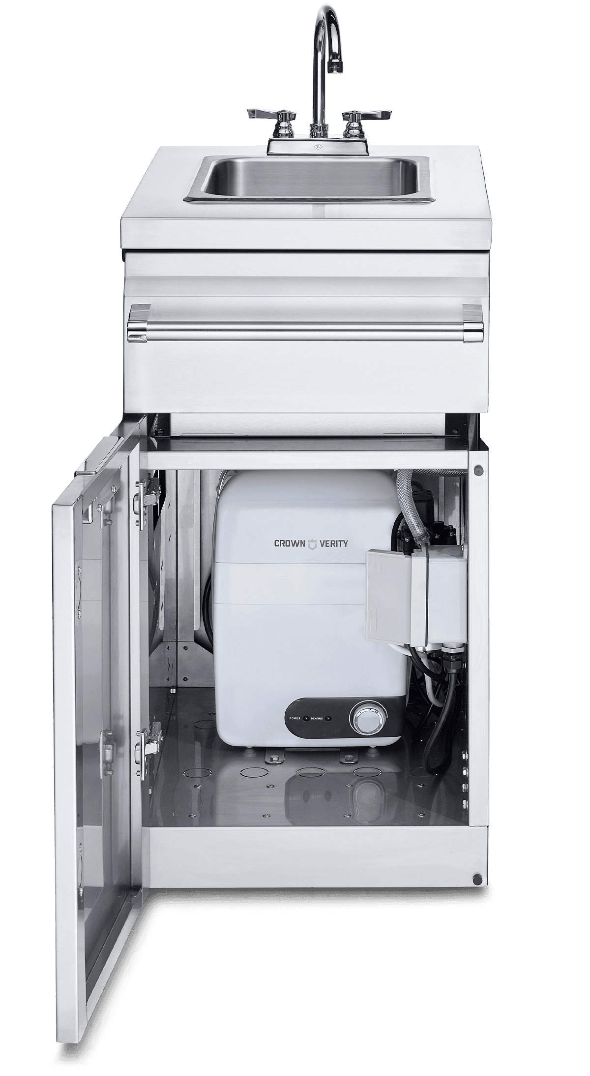Crown Verity Infinite Series 21-Inch Enclosed Cabinet Storage with Sink and Water Heater — image 1