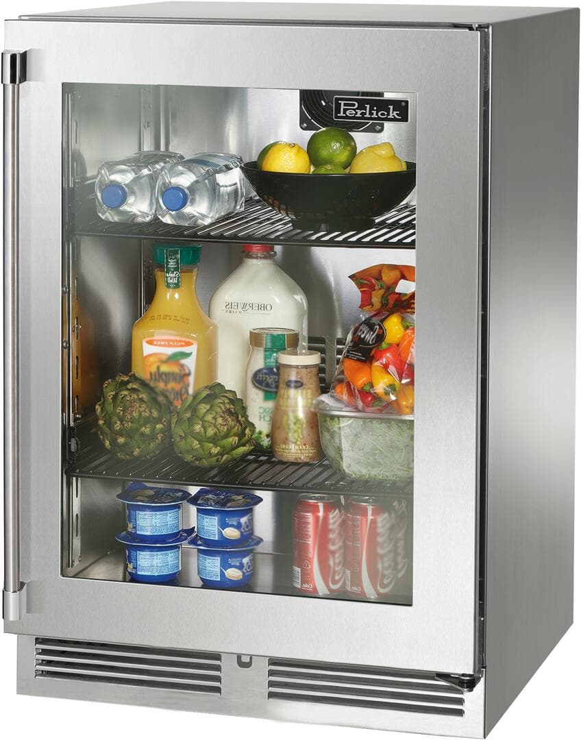Perlick 24-Inch Signature Series Marine Grade Stainless Steel Glass Door Outdoor Refrigerator w/ Door Lock - Right Hinged — image 1