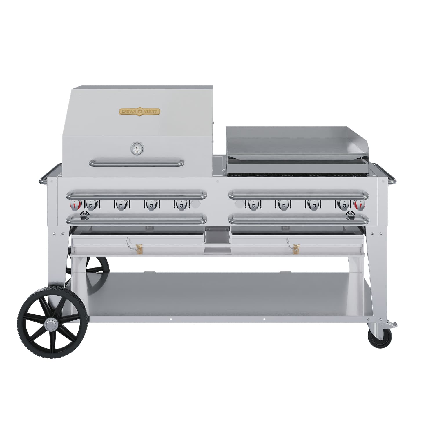 Crown Verity Professional Rental Series 60-Inch 8-Burner Stainless Steel Freestanding Propane Gas Grill with Single Dome Package & Griddle - 20 Lb Propane Tank — image 1