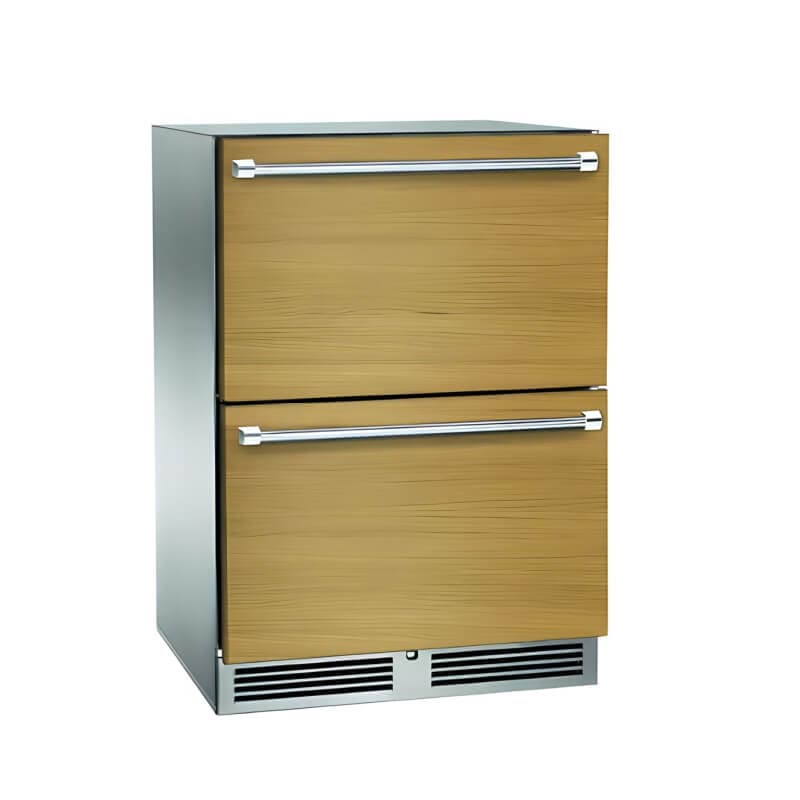 Perlick 24-Inch Signature Series Marine Grade Stainless Steel Panel Ready Outdoor Refrigerator Drawers w/ Door Lock — image 1