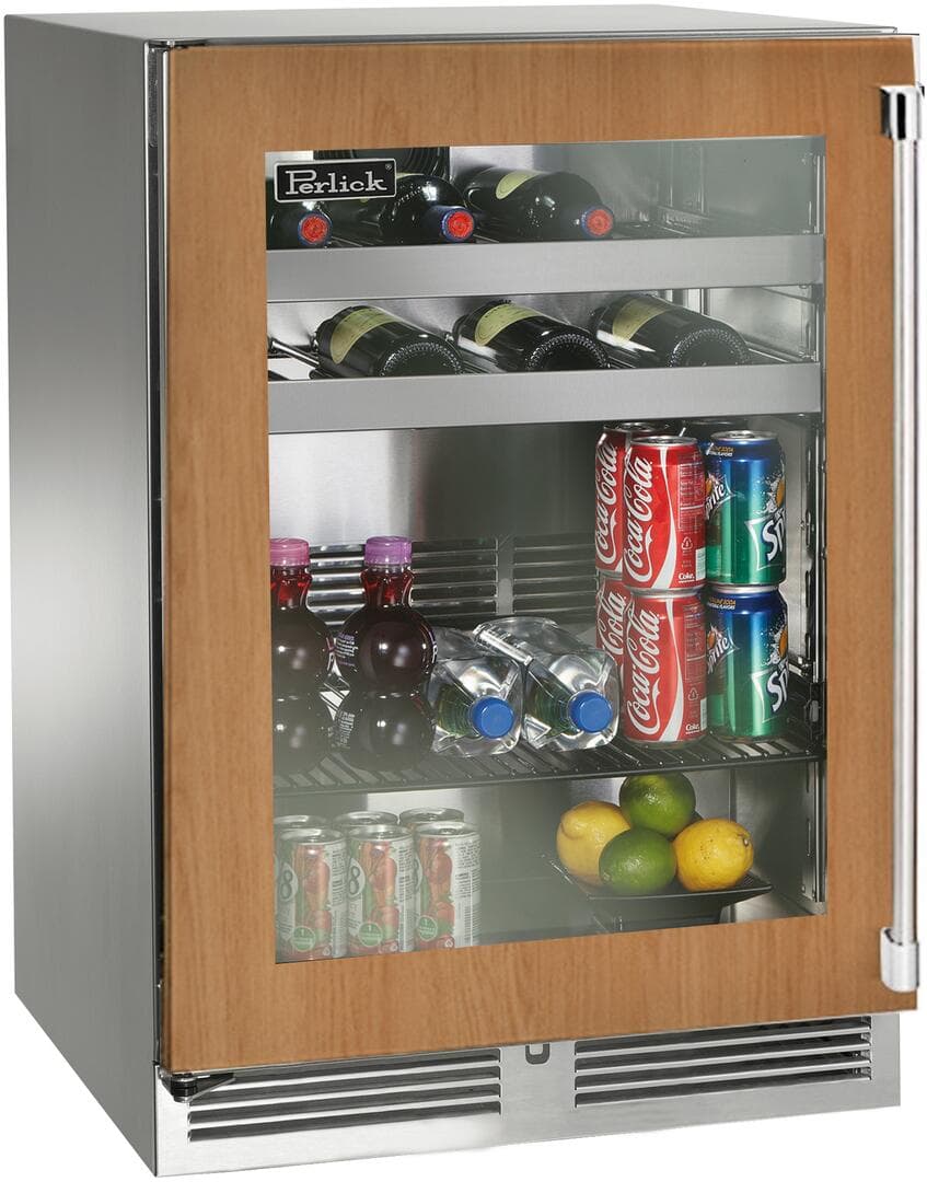 Perlick 24-Inch Signature Series Marine Grade Stainless Steel Panel Ready Glass Door Outdoor Beverage Center - Left Hinged — image 1