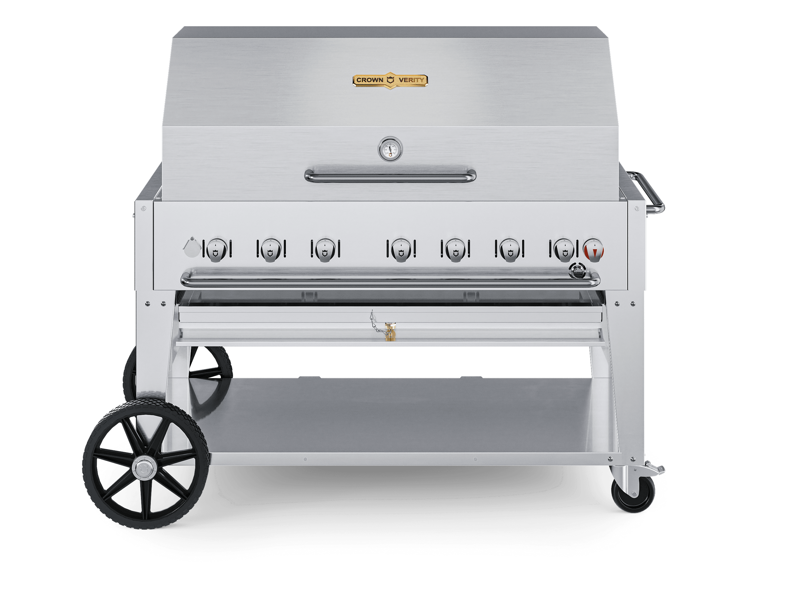 Crown Verity 48-Inch Stainless Steel Roll Dome Grill Hood with Thermometer for MCB-48 & BI-48 Grills — image 1