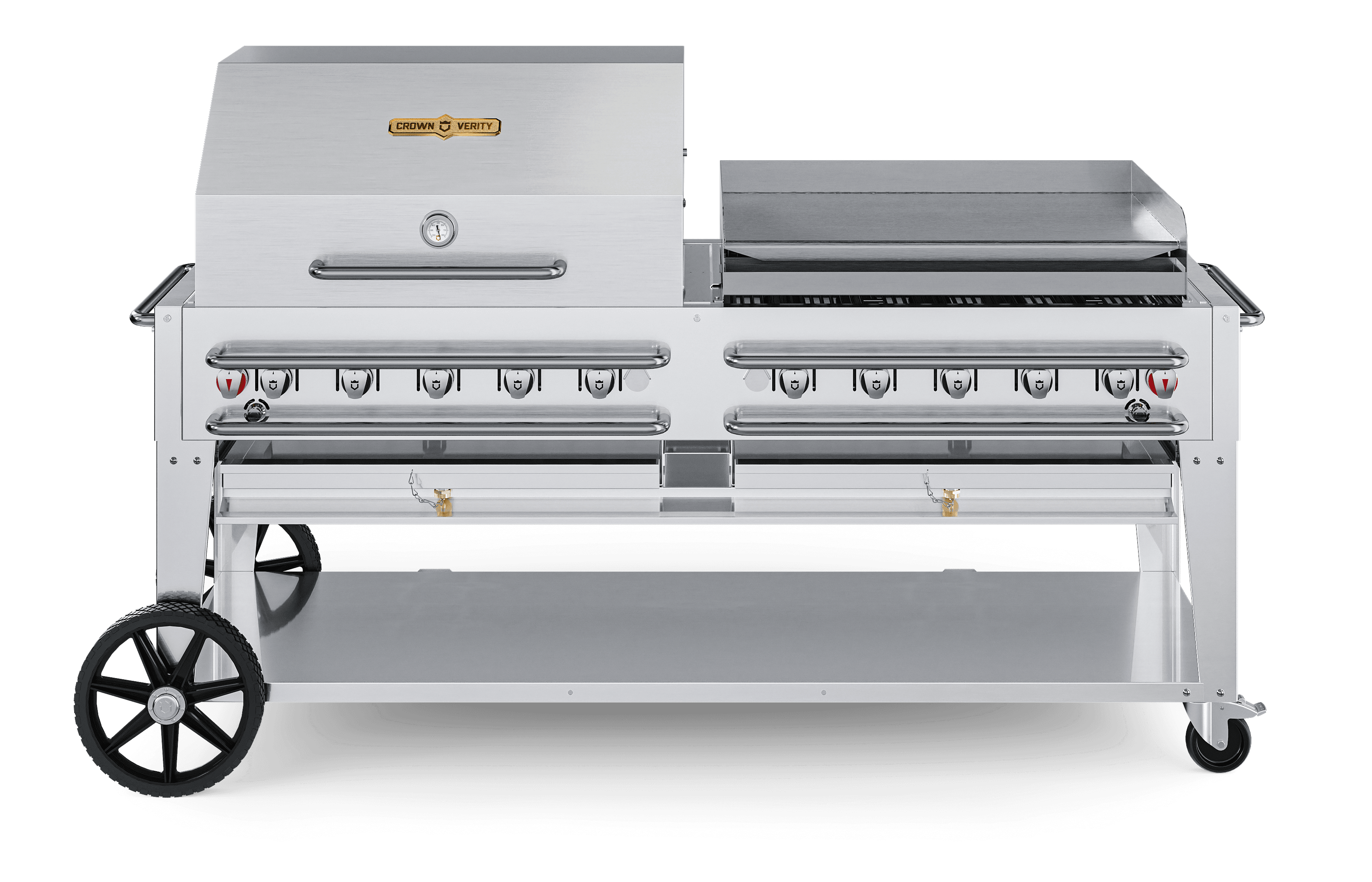 Crown Verity Professional Rental Series 72-Inch 10-Burner Stainless Steel Freestanding Propane Gas Grill with Single Dome Package & Griddle - 20 Lb Propane Tank — image 1