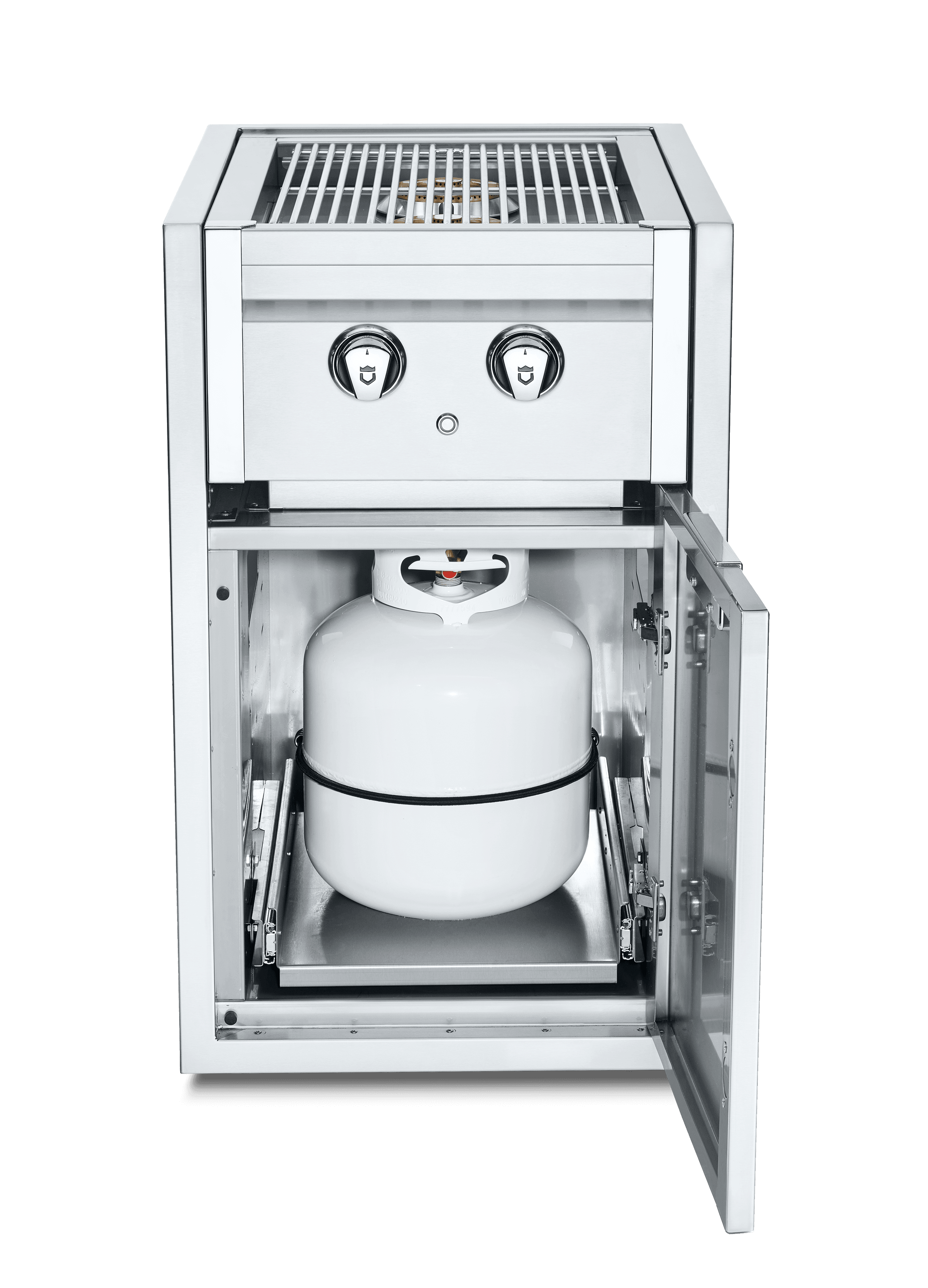 Crown Verity Infinite Series 21-Inch Enclosed Cabinet Storage with Propane Gas Double Side Burner, Propane Tank Holder and LED Lighting — image 1