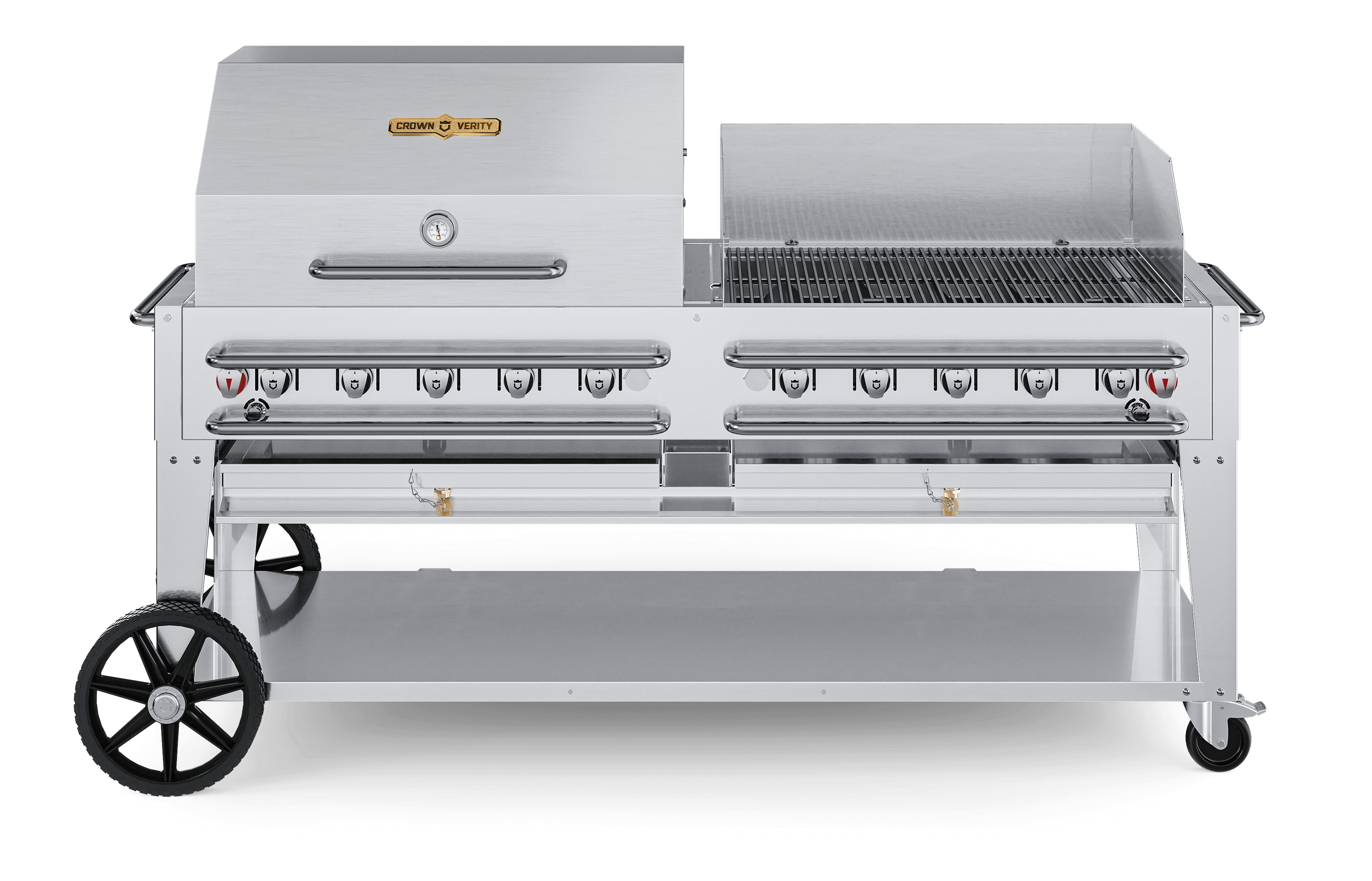 Crown Verity Professional Rental Series 72-Inch 10-Burner Stainless Steel Freestanding Propane Gas Grill with Single Dome Package & Windguard - Single Inlet (50 to 100 Lb Propane Tank) — image 1