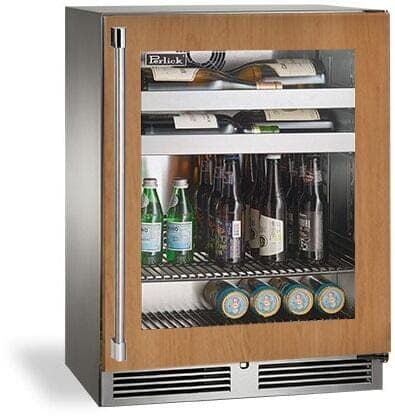 Perlick 24-Inch Signature Series Shallow Depth Stainless Steel Panel Ready Glass Door Outdoor Beverage Center - Right Hinged — image 1