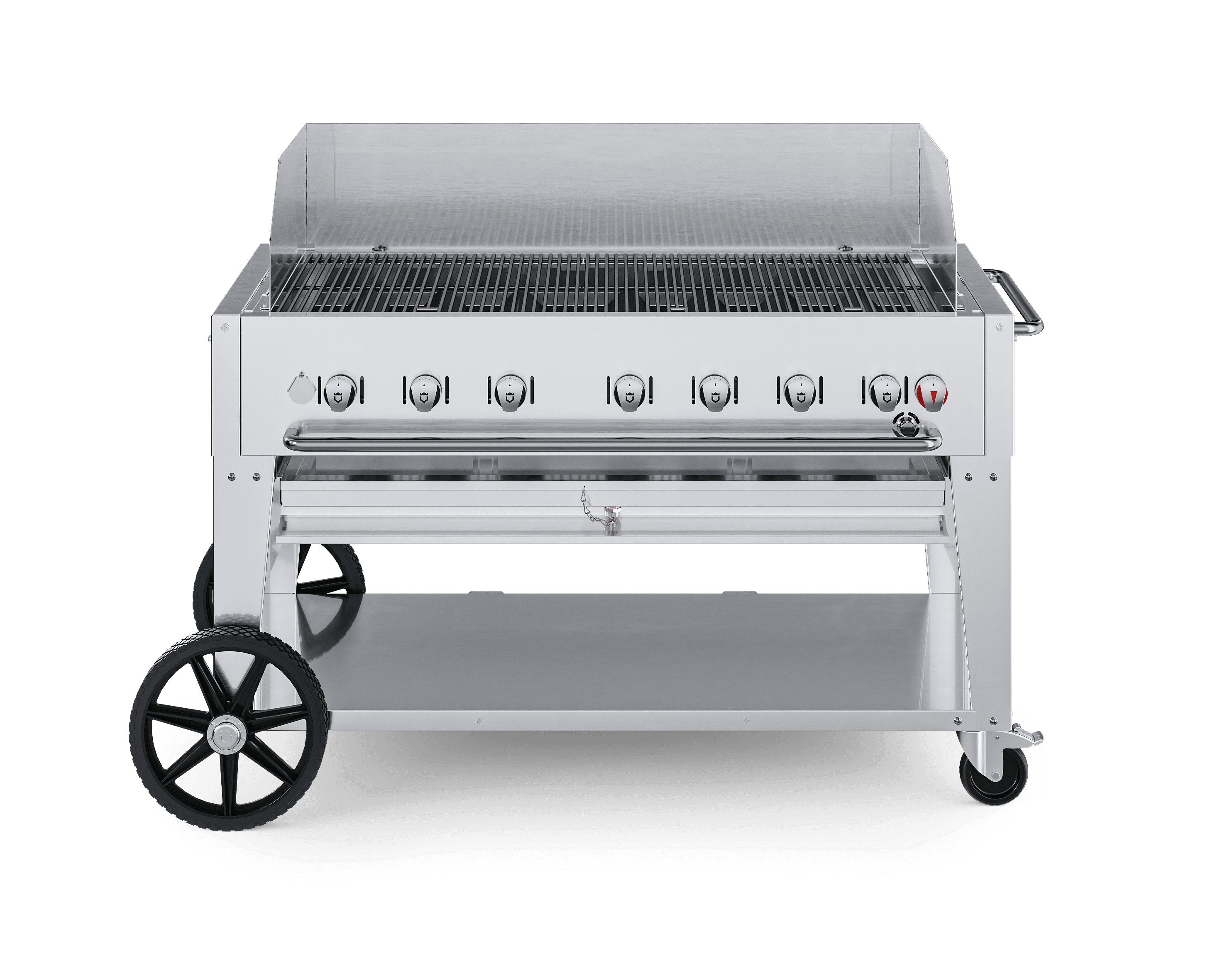 Crown Verity Professional Mobile Series 48-Inch 7-Burner Stainless Steel Freestanding Propane Gas Grill with Windguard - Single Inlet (50 to 100 Lb Propane Tank) — image 1