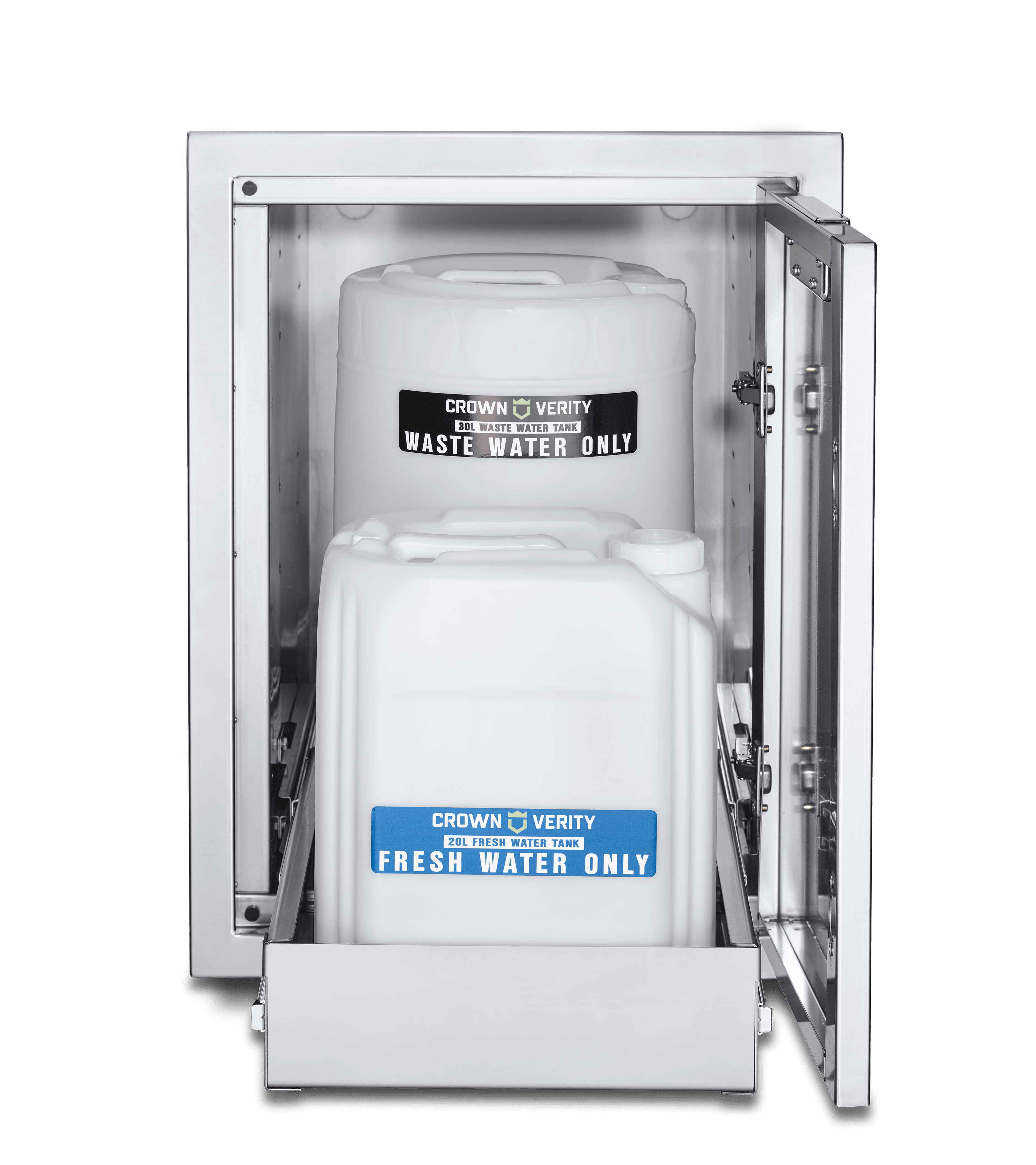 Crown Verity Infinite Series 21-Inch Large Enclosed Cabinet Storage with Double Trash Bin Storage — image 1