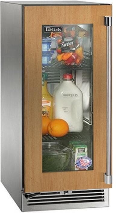 Perlick 15-Inch Signature Series Stainless Steel Panel Ready Glass Door Outdoor Refrigerator w/ Door Lock - Left Hinged — image 1