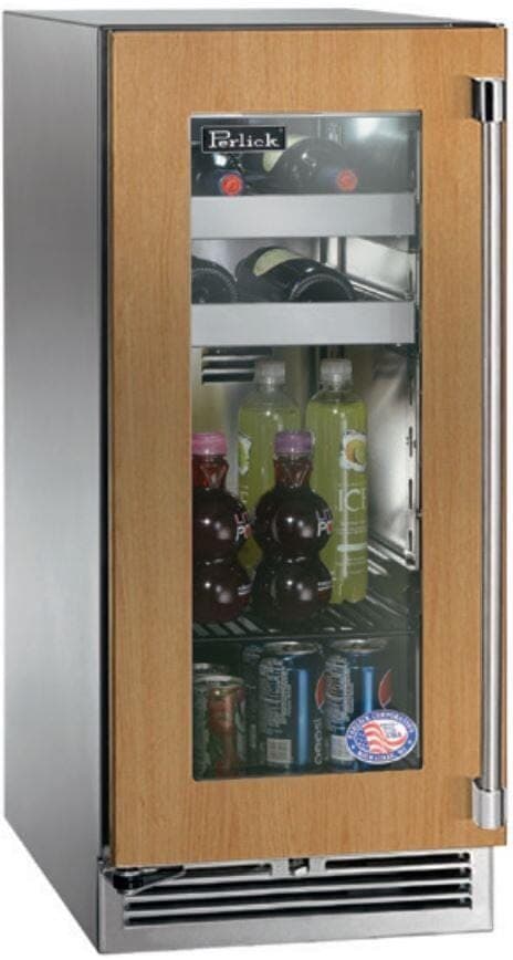 Perlick 15-Inch Signature Series Stainless Steel Panel Ready Glass Door Outdoor Beverage Center w/ Door Lock - Left Hinged — image 1