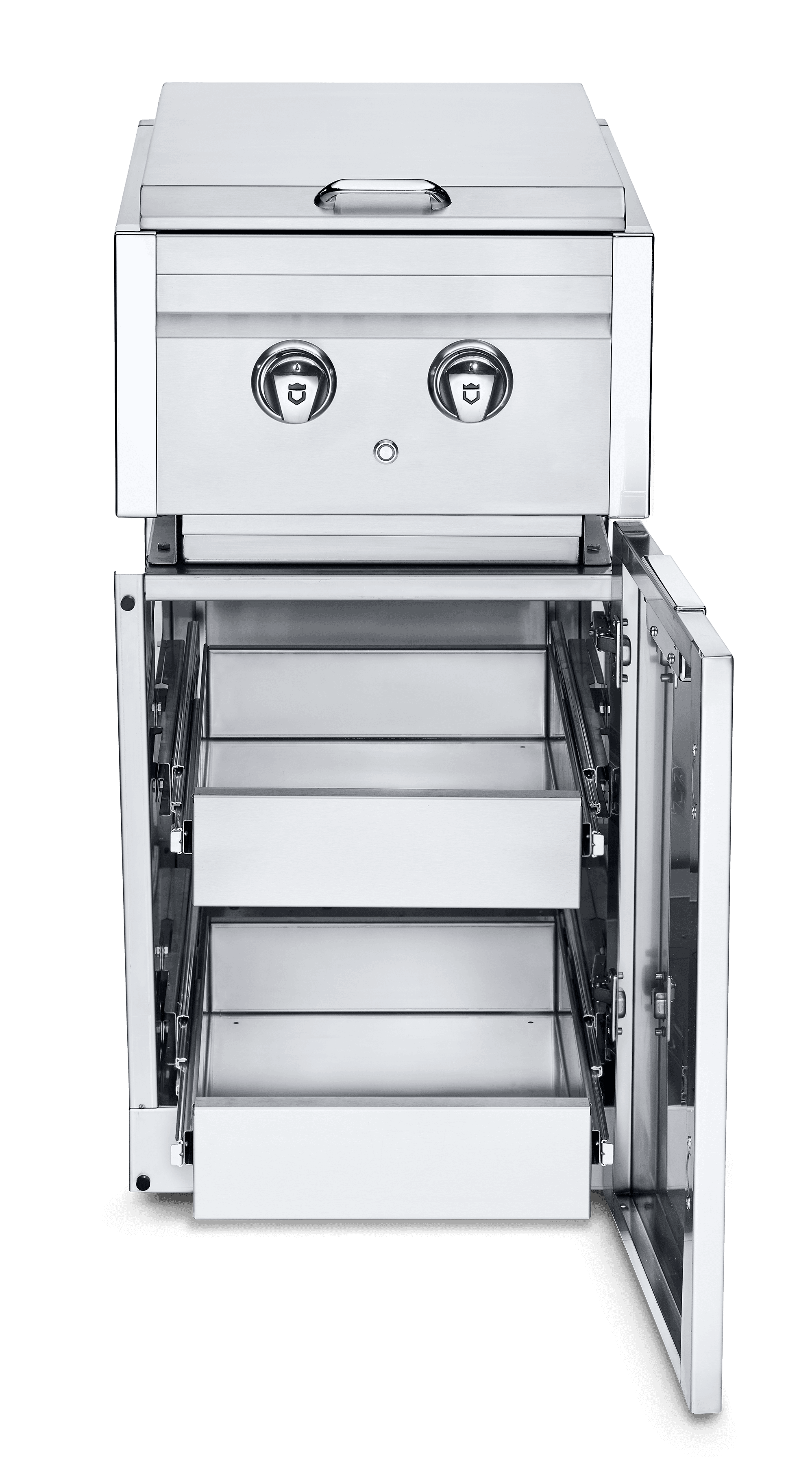 Crown Verity Infinite Series 18-Inch Stainless Steel Freestanding Cabinet Module with Natural Gas Double Side Burner, Light Package & Two Drawers — image 1