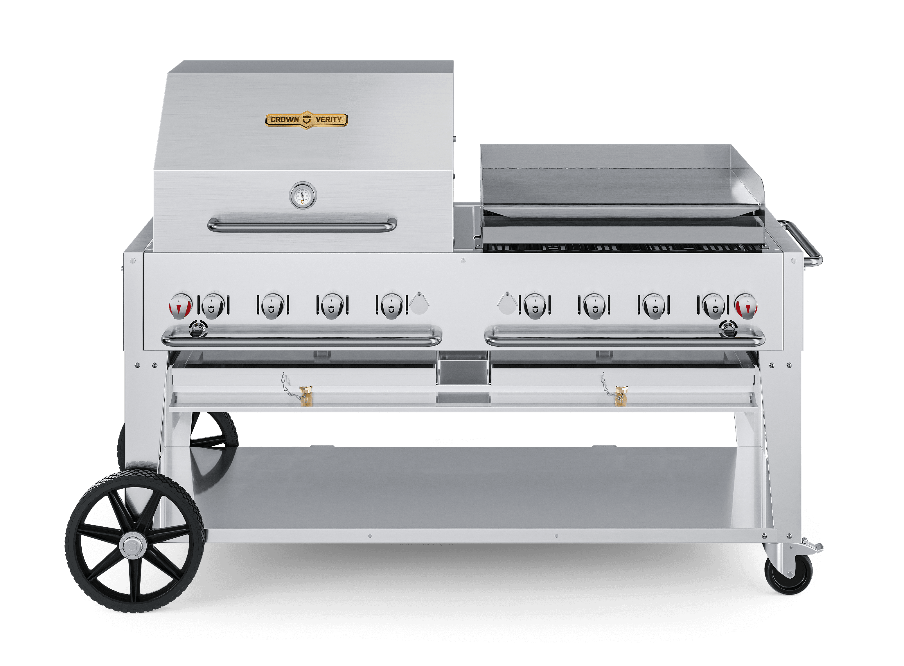 Crown Verity Professional Mobile Series 60-Inch 8-Burner Stainless Steel Freestanding Flat Top Natural Gas Griddle — image 1