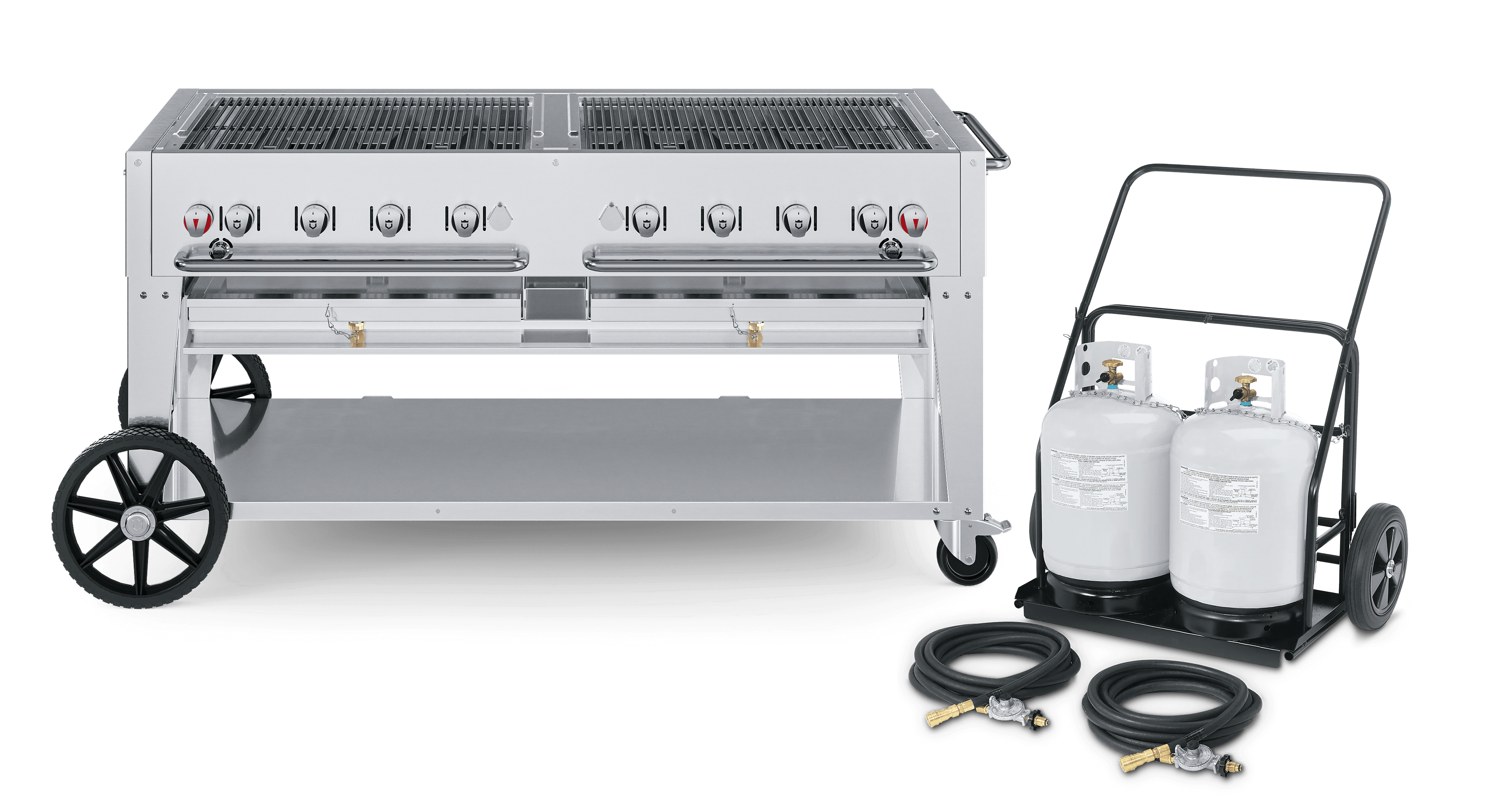 Crown Verity Professional Mobile Series 60-Inch 8-Burner Stainless Steel Freestanding Propane Gas Grill with Propane Tank Cart — image 1