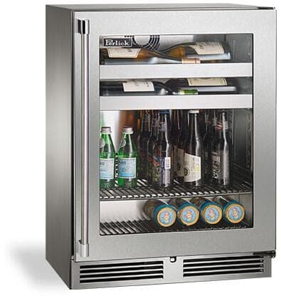 Perlick 24-Inch Signature Series Shallow Depth Stainless Steel Glass Door Outdoor Beverage Center w/ Door Lock - Right Hinged — image 1