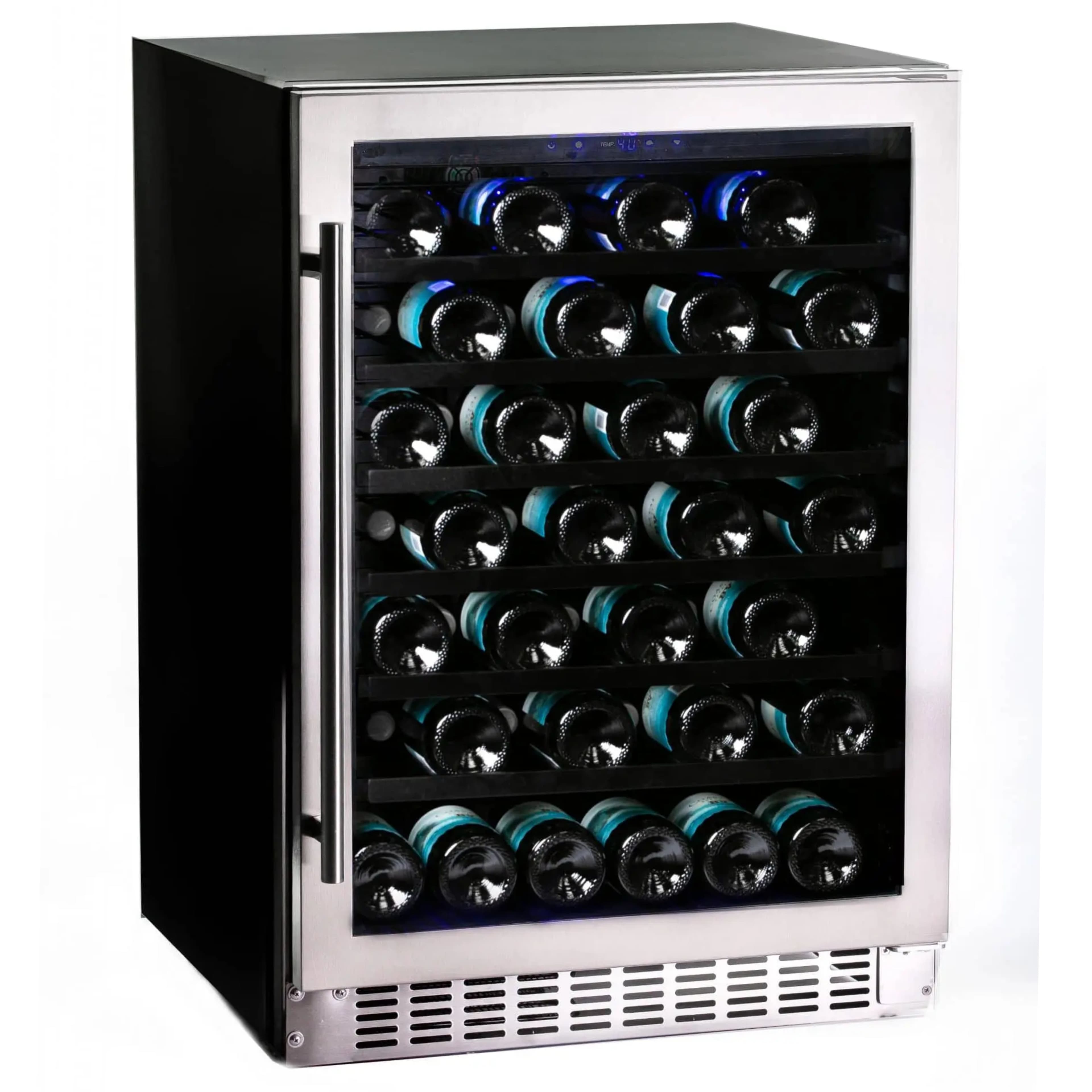 Azure Wine Center with Stainless Trim Glass Door
