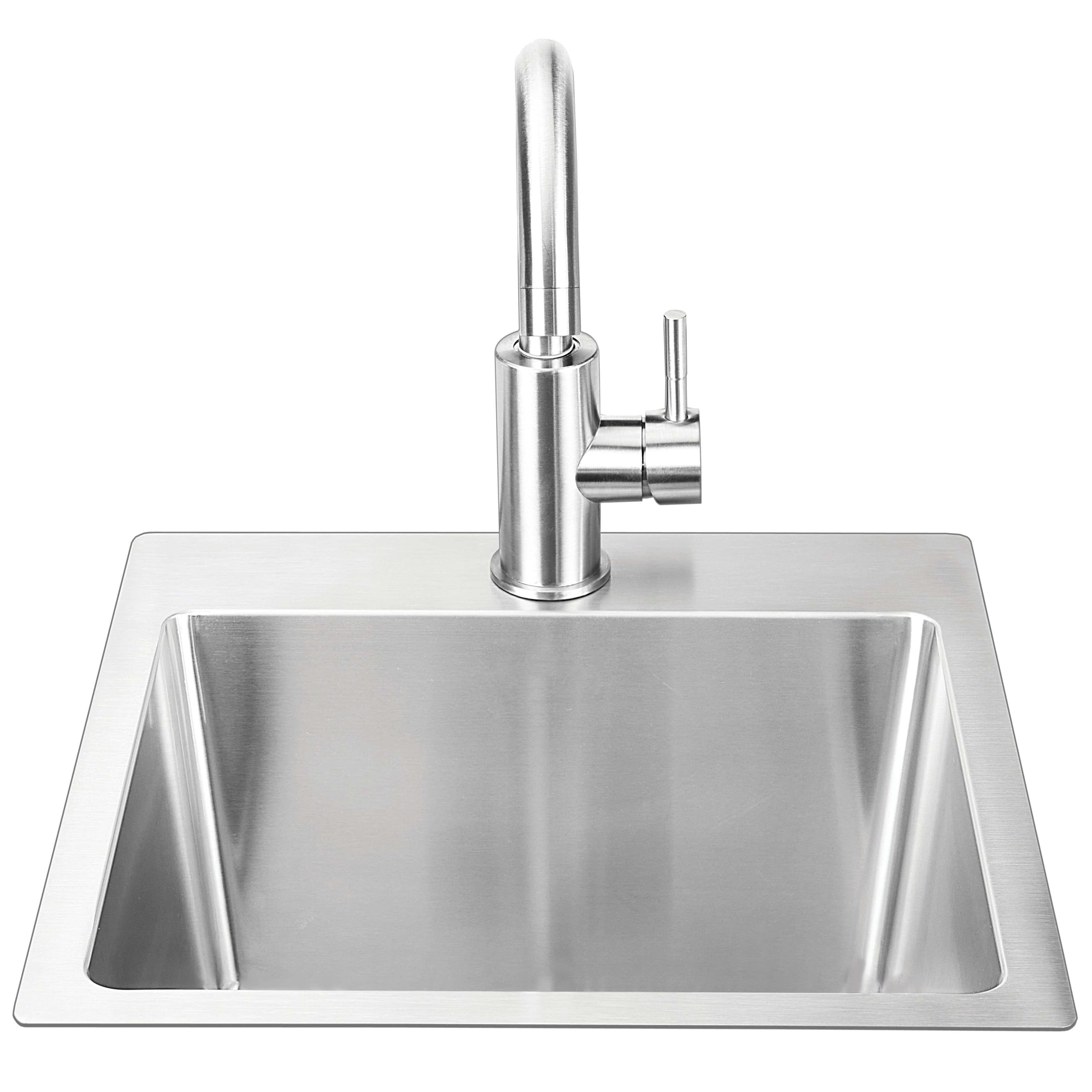 Bull BBQ 18-Inch Outdoor Rated Single Bowl Stainless Steel Dual Mount Large Sink with Hot and Cold Faucet — image 1
